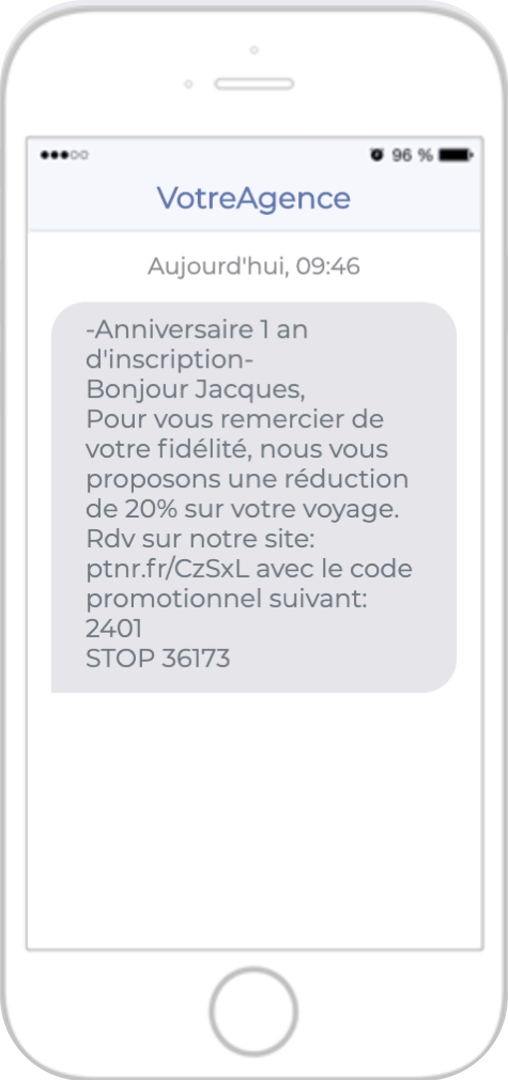 Exemple de SMS pour une agence de voyage