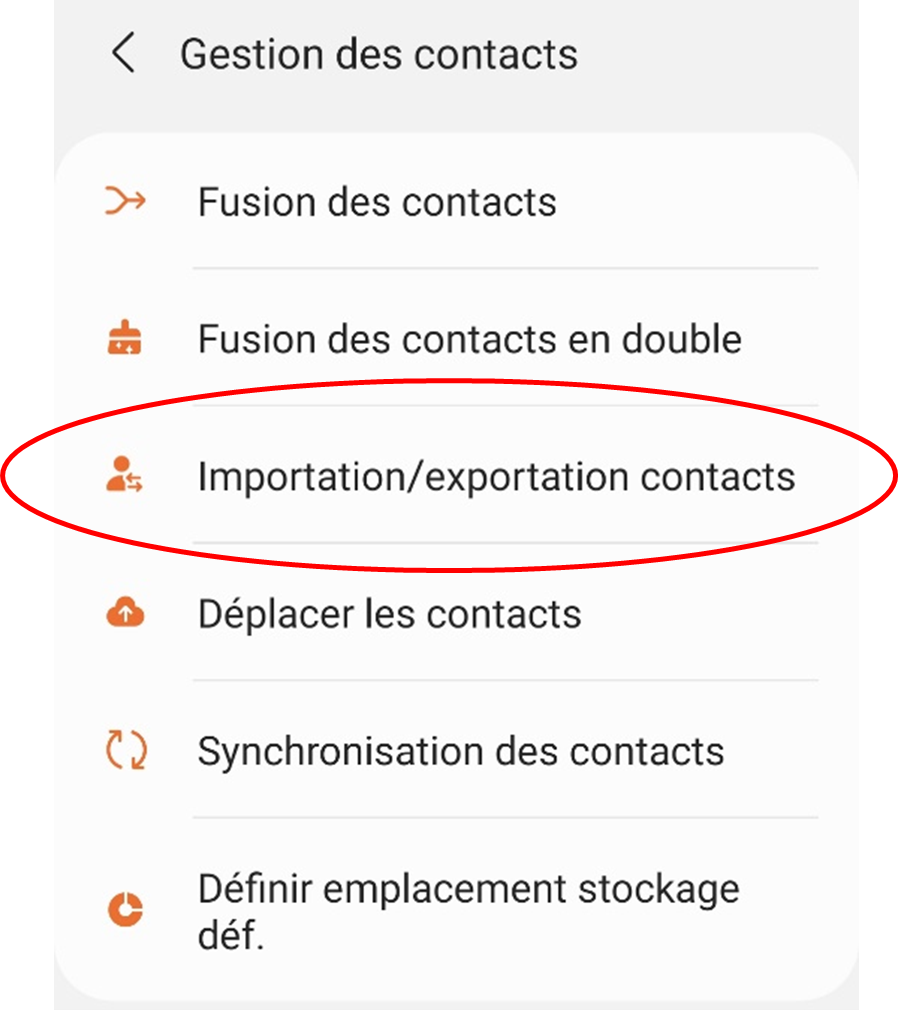 exporter contacts android