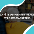 image de deux vielles personnes en conversation à distance avec le titre la fête des grands-pères et le sms marketing