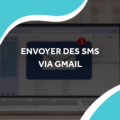 image d'un ordinateur avec une notification de mail avec le titre envoyer des sms via gmail
