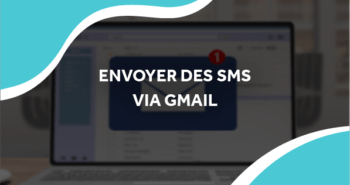 image d'un ordinateur avec une notification de mail avec le titre envoyer des sms via gmail