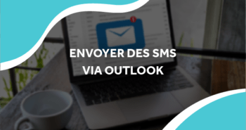 image d'un ordinateur avec une notification de mail avec le titre envoyer des sms via outlook