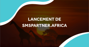 image d'un couché de soleil et des animaux dans la savane avec le titre lancement de smspartner.africa