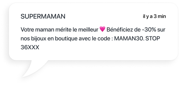 exemple sms partageant un code promo pour la fête des mères