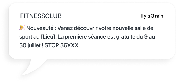 exemple sms pour l'ouverture d'une nouvelle salle de sport
