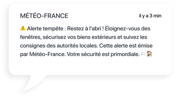 exemple de SMS d'alerte tempête