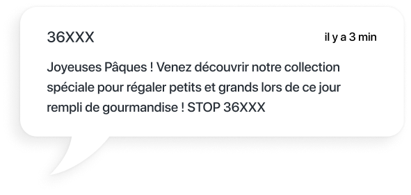 exemple sms pour la vente de chocolats pour Pâques par un chocolatier