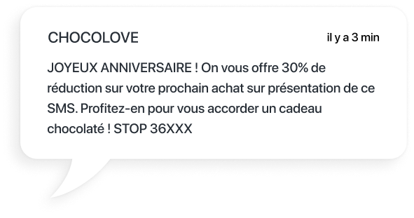 exemple sms pour souhaiter son anniversaire à un client et offrir un bon de réduction