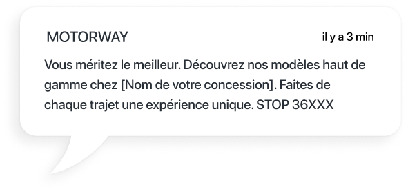 exemple de communication sms d'un concessionnaire automobile pour ses clients de la csp+