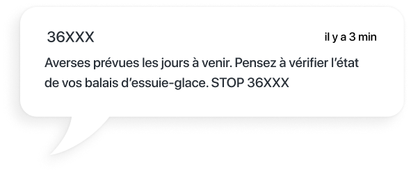 exemple sms pour vérifier son véhicule avant une averse