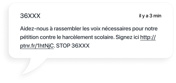 exemple sms pour la signature d'une pétition par une association caritative