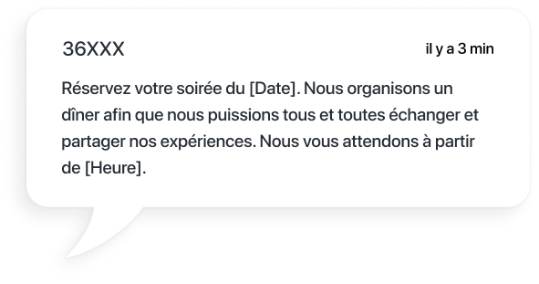 exemple sms pour l'organisation d'une soirée d'échange par une association caritative