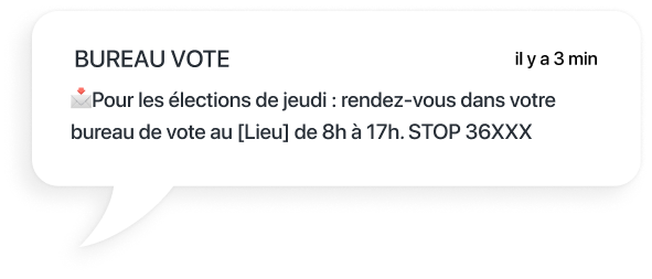 exemple sms pour donner des informations sur la date et le lieu d'une élection