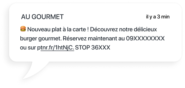 exemple sms pour l'arrivée d'un nouveau plat à la carte