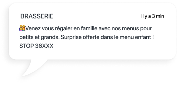 exemple sms pour informer que des menus enfants sont disponibles dans le restaurant