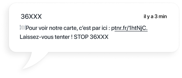 exemple sms pour mettre la carte du restaurant à disposition