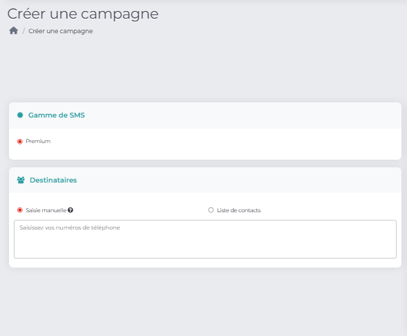 Campagne SMS : liste de destinataires