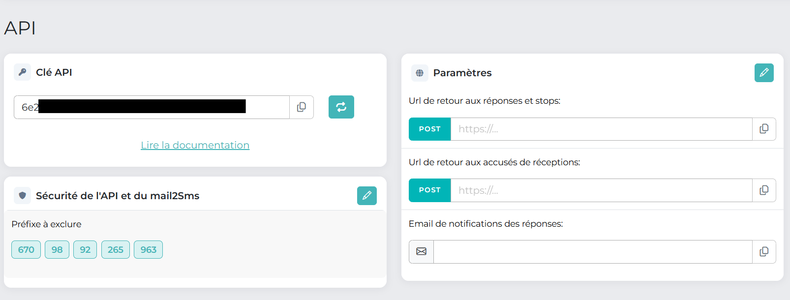 Clé API SMS Partner